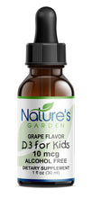 Load image into Gallery viewer, Kid's D3 400 IU MCT OIL Grape Flavor - 1 oz Liquid Herbal Formula