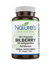 Load image into Gallery viewer, Bilberry Supplement - 60 Veggie Caps - Full Spectrum Wild Harvest Bilberry Leaf & Concentrated Extract.