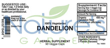 Load image into Gallery viewer, Dandelion Root Supplement - 90 Veggie Caps with Organic Dandelion Root Powder