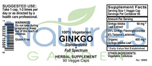 Load image into Gallery viewer, Ginkgo Biloba Supplement - 90 Veggie Caps with 460mg Organic Ginkgo Biloba Leaf and Ginko Extract - Nature's Brain Supplement