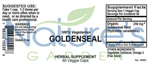 Load image into Gallery viewer, Goldenseal Supplement - 60 Veggie Caps with 250mg Organic Goldenseal Root