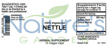 Load image into Gallery viewer, Nettles Supplement - 75 Veggie Caps - Made with 500mg Organic Stinging Nettles Leaf