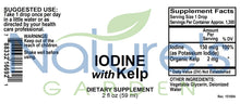 Load image into Gallery viewer, Iodine w/ Kelp Supplement - 2 oz Liquid Vitamins - Kosher/Vegan - 1300 Servings - Helps Support Thyroid Health