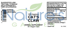 Load image into Gallery viewer, Cat's Claw Bark Supplement - 90 Veggie Caps with Peruvian Cats Claw Uncaria Tomentosa Herb