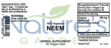 Load image into Gallery viewer, Neem Supplement - 90 Veggie Caps with 500mg Organic Neem Leaf Supplement