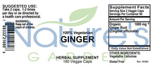 Load image into Gallery viewer, Ginger Supplement - 180 Veggie Caps with 1000mg Organic Ginger Root