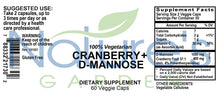 Load image into Gallery viewer, Cranberry + D-Mannose Supplement Plus Vitamin C - 60 Veggie Caps