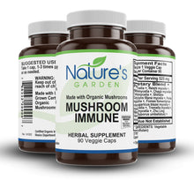 Load image into Gallery viewer, Mushroom Immune Supplement (Certified Organic) - 90 Veggie Caps with 14 Powerful Mycelium Including Certified Organic Maitake - Reishi - Turkey Tail - Chaga - Cordyceps - Shiitake - Lions Mane