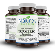 Load image into Gallery viewer, Turmeric Supplement - 120 Veggie Caps with Curcumin, Contains 95% Curcuminoids & Piperine Black Pepper Extract