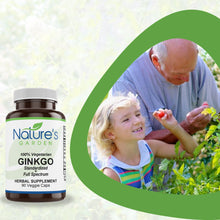 Load image into Gallery viewer, Ginkgo Biloba - 90 Veggie Caps with 460mg Organic Ginkgo Biloba Leaf and Ginko Extract - Nature&#39;s Brain Supplement
